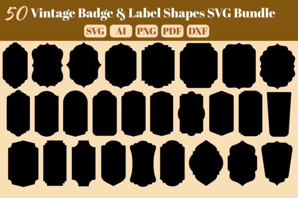 50 Vintage Badge Label Shapes SVG Bundle