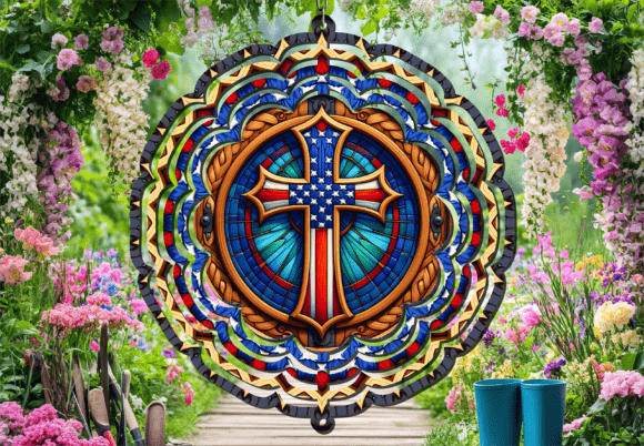 American Patriotic Cross Wind Spinner: A Vibrant Addition to Your Outdoor Space