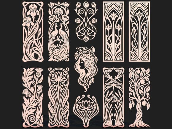 Art Nouveau Panel SVG 3D Bundle Pack Evaluation