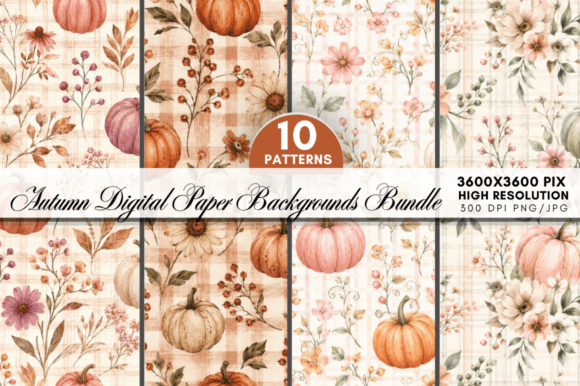 Autumn Digital Paper Bundle for Creators