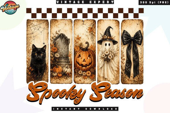 Black Cat Ghost Pumpkin Spooky Season: A Vintage Halloween Design Evaluation