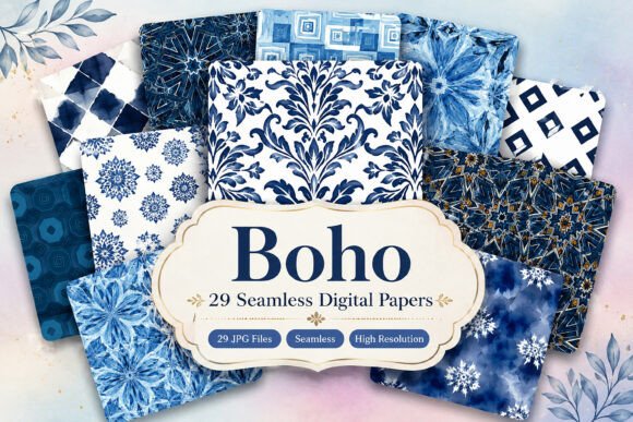 Boho Digital Papers Bundle for Creators