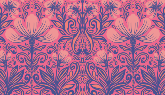 Bold Pink Damask Floral Seamless Pattern