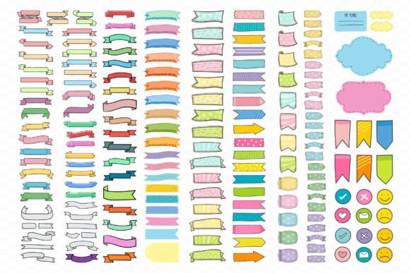 Bring Your Designs to Life with the SVG Colorful Ribbon Banner Clipart Set