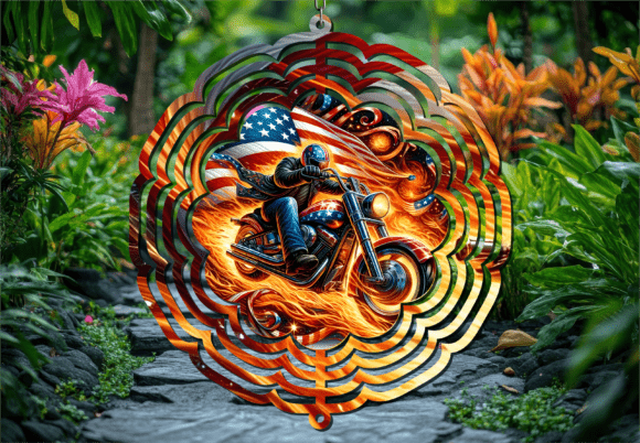 Chopper Rider Patriotic Wind Spinner: A Dynamic Addition to Outdoor Spaces