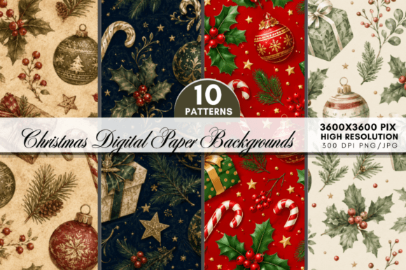 Christmas Digital Paper Bundle for Creators