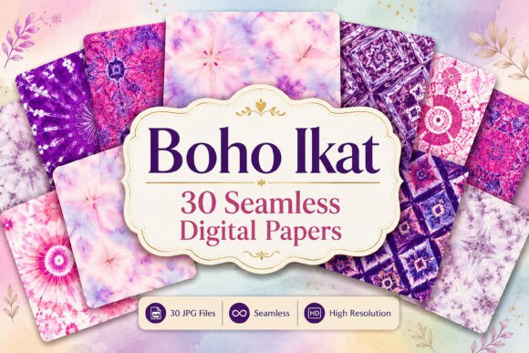 Elevating Creative Projects with the Boho Ikat Digital Patterns Set