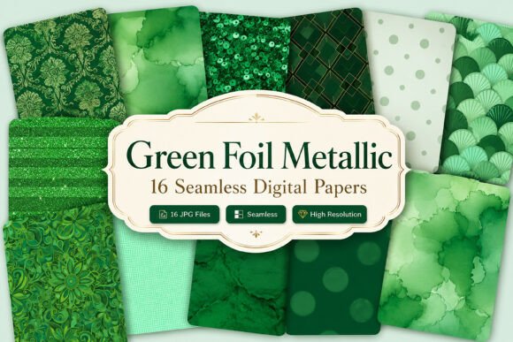 Green Foil Metallic Digital Bundle: Elevating Modern Design with Lush Textures