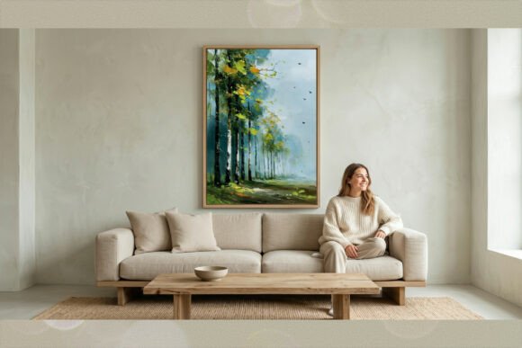 Misty Birch Forest Impressionist Wall Art: A Nature-Inspired Statement for Modern Spaces