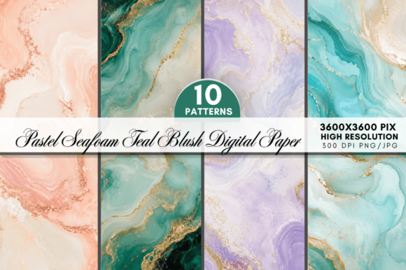 Pastel Agate Marble Digital Paper Bundle