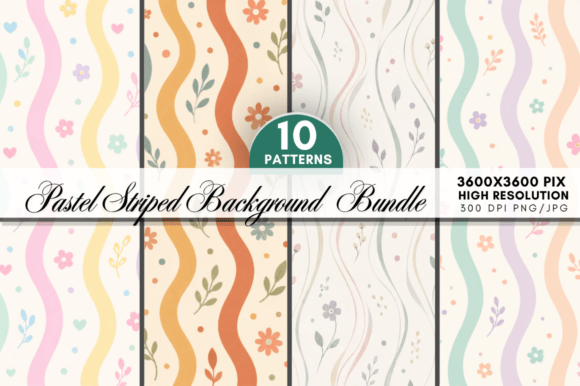 Pastel Wavy Stripe Digital Paper Bundle