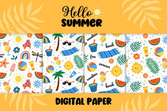 Summer Digital Paper JPG Beach Patterns: A Creative Resource for Seasonal Projects