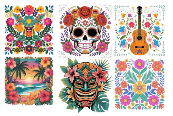 Tropical Floral Tiki Mask Clipart: Bring Island Vibes to Your Creative Projects