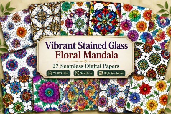 Vibrant Stained Glass Floral Mandala