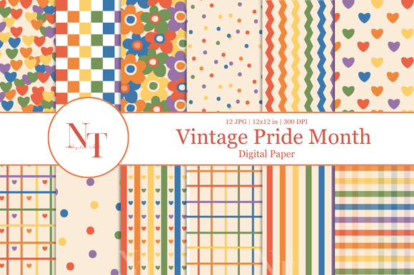 Vintage Pride Month Digital Paper Collection