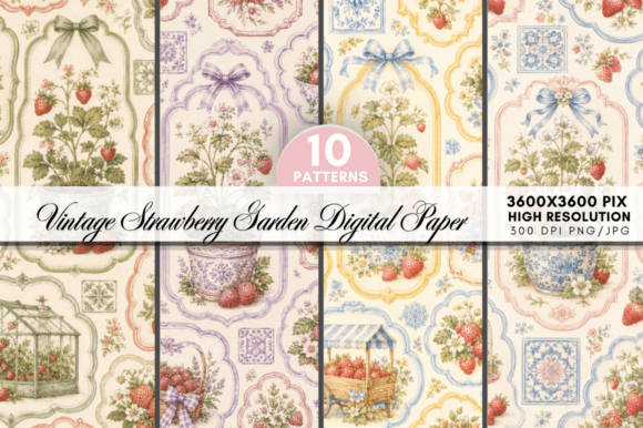 Vintage Strawberry Garden Digital Paper: A Strategic Asset for Creative Professionals