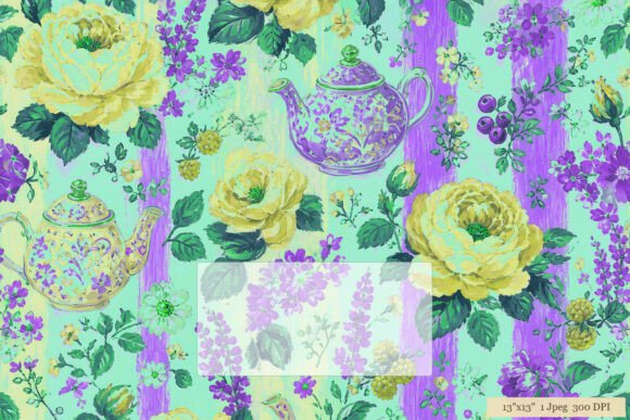 Yellow Rose Teapot Mint Floral Pattern: A Timeless Design for Creative Projects
